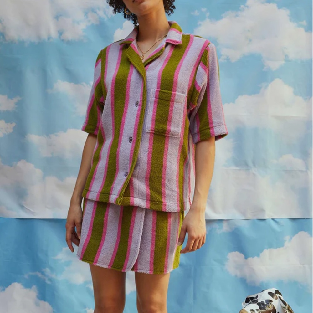 Dusen Dusen striped terry skirt, size small